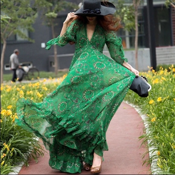 Foxy Fave Emerald Green Gypsy Dress - Picture 3 of 5